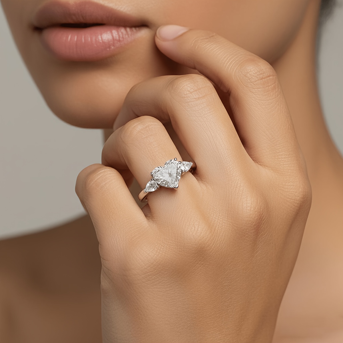Women's Cube Heart-Shaped Teardrop Ring, Casual Versatile Gift